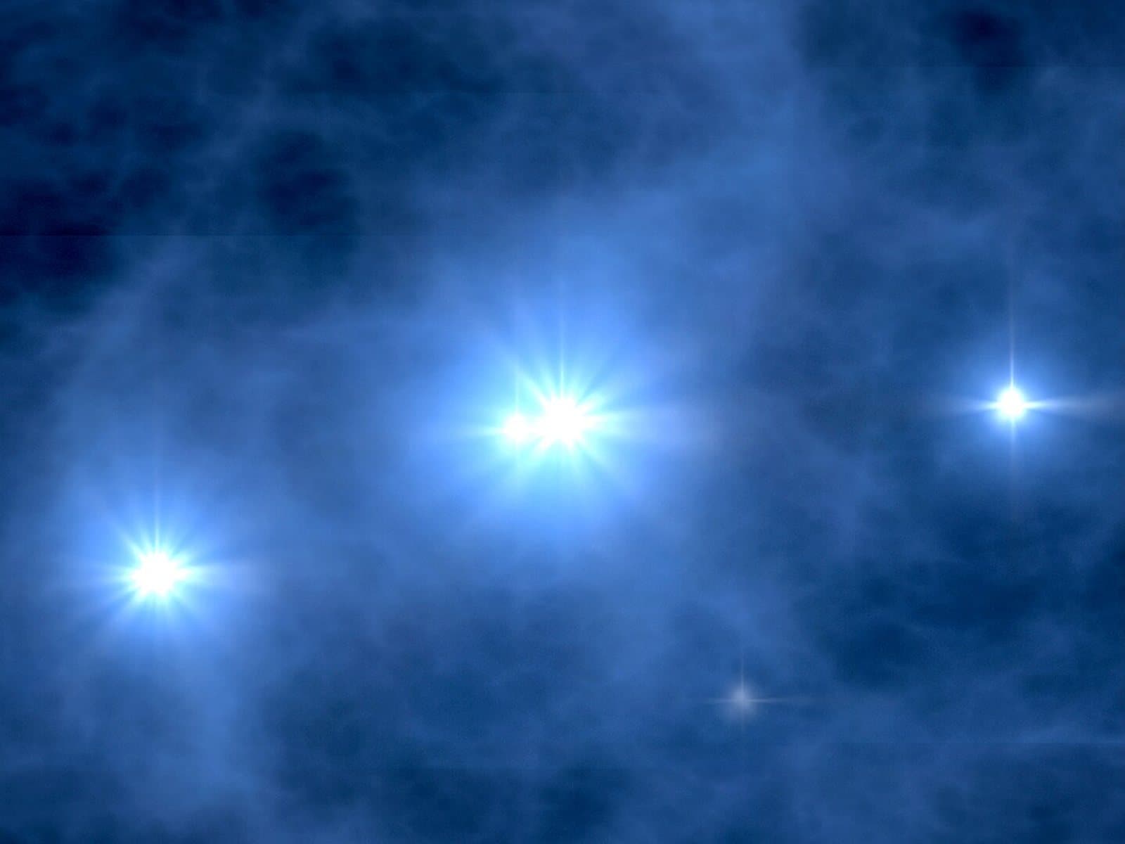 Artist’s concept of three bright blue stars glowing in a cloud of gas in the early universe.